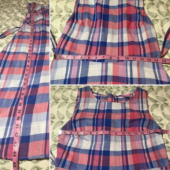 Joules Pink Blue Plaid Fiona Midi Dress Cotton Sleeveless Tie Waist 6 - Picture 11 of 11